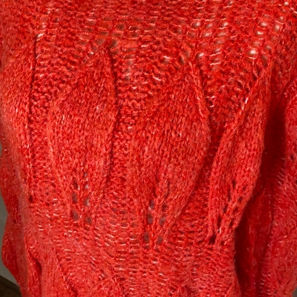 NWT TopShop Pointelle Orange Sweater Chunky - Picture 3 of 7